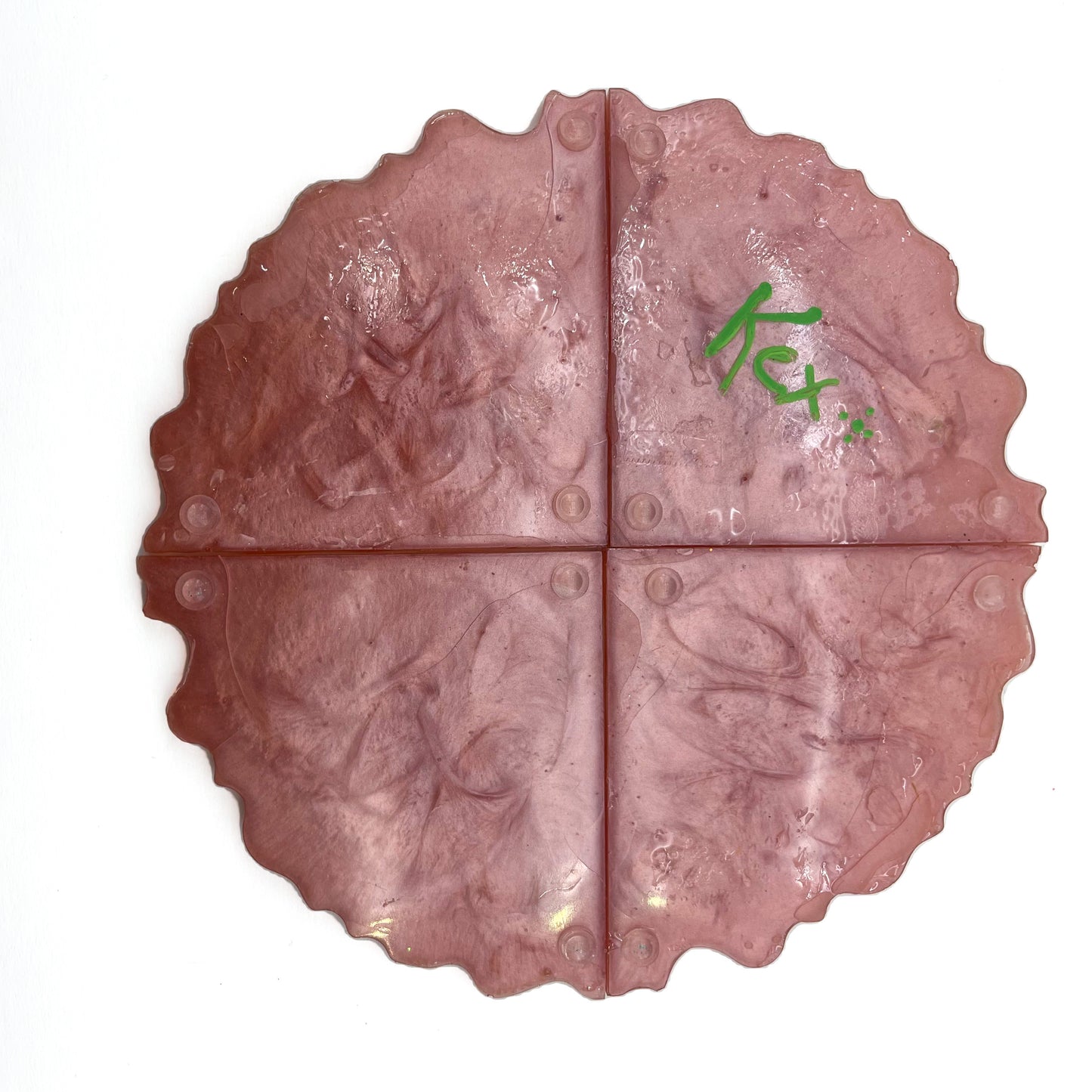 Handmade Pink and Silver Coaster Set