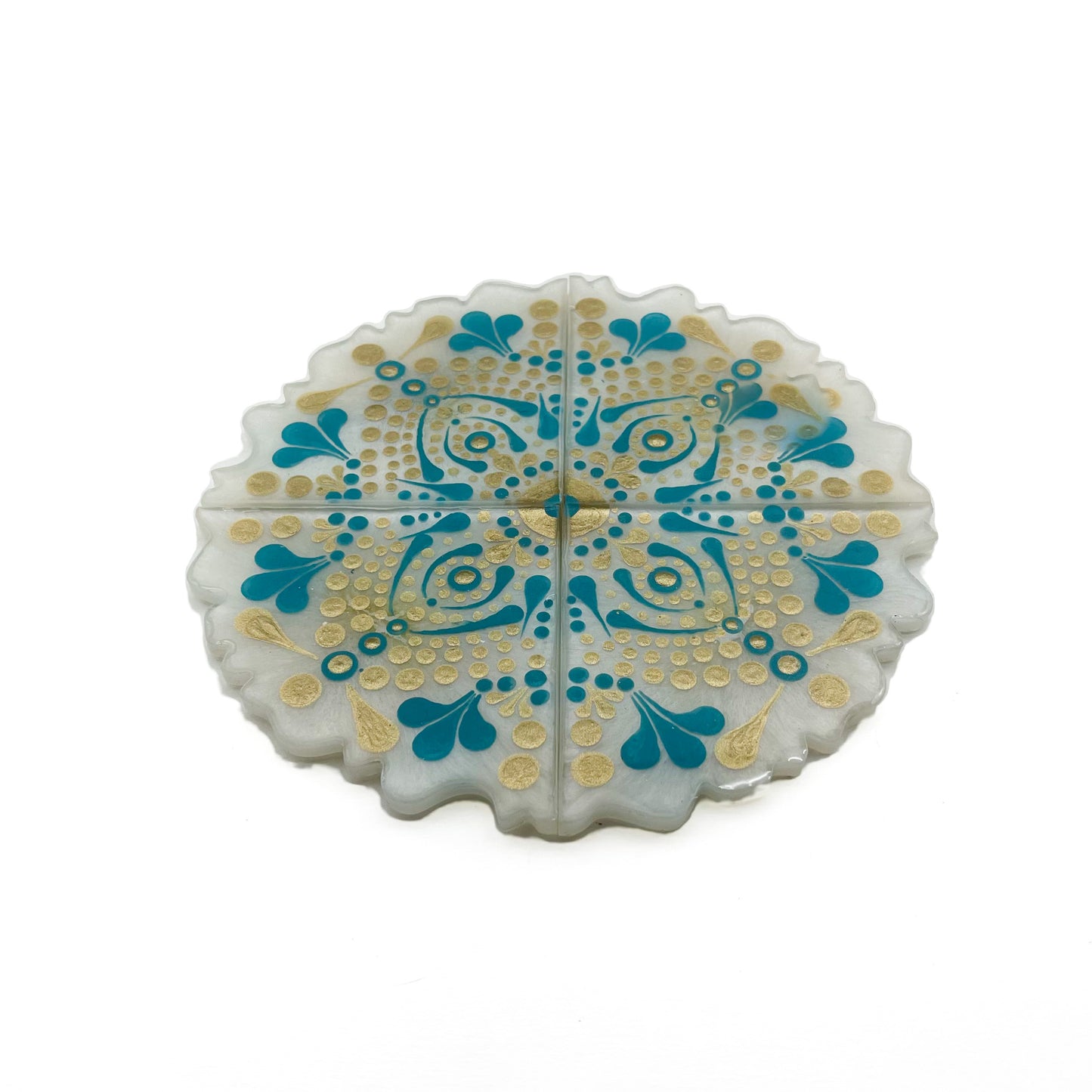 Handmade White Pearl and Coaster Set