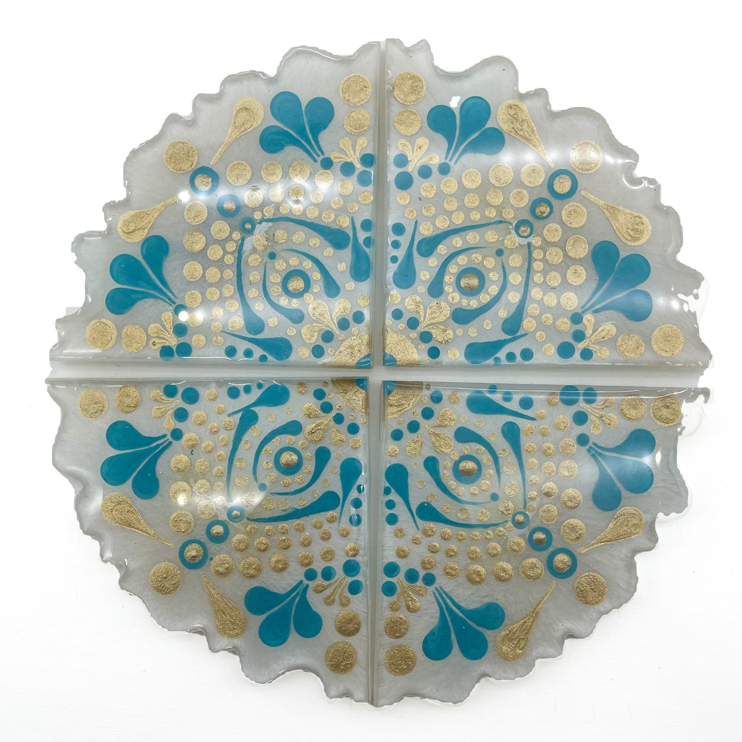 Handmade White Pearl and Coaster Set