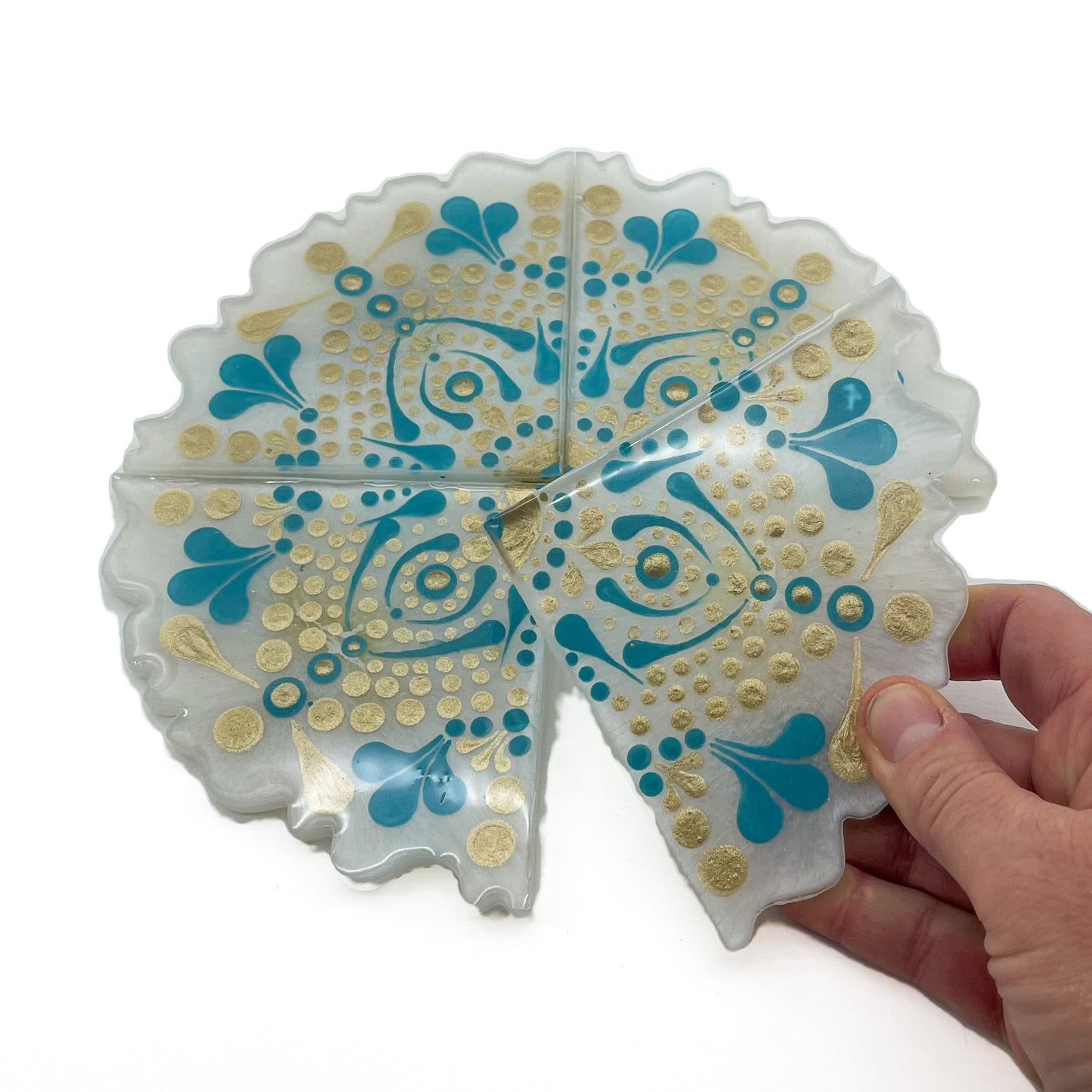 Handmade White Pearl and Coaster Set