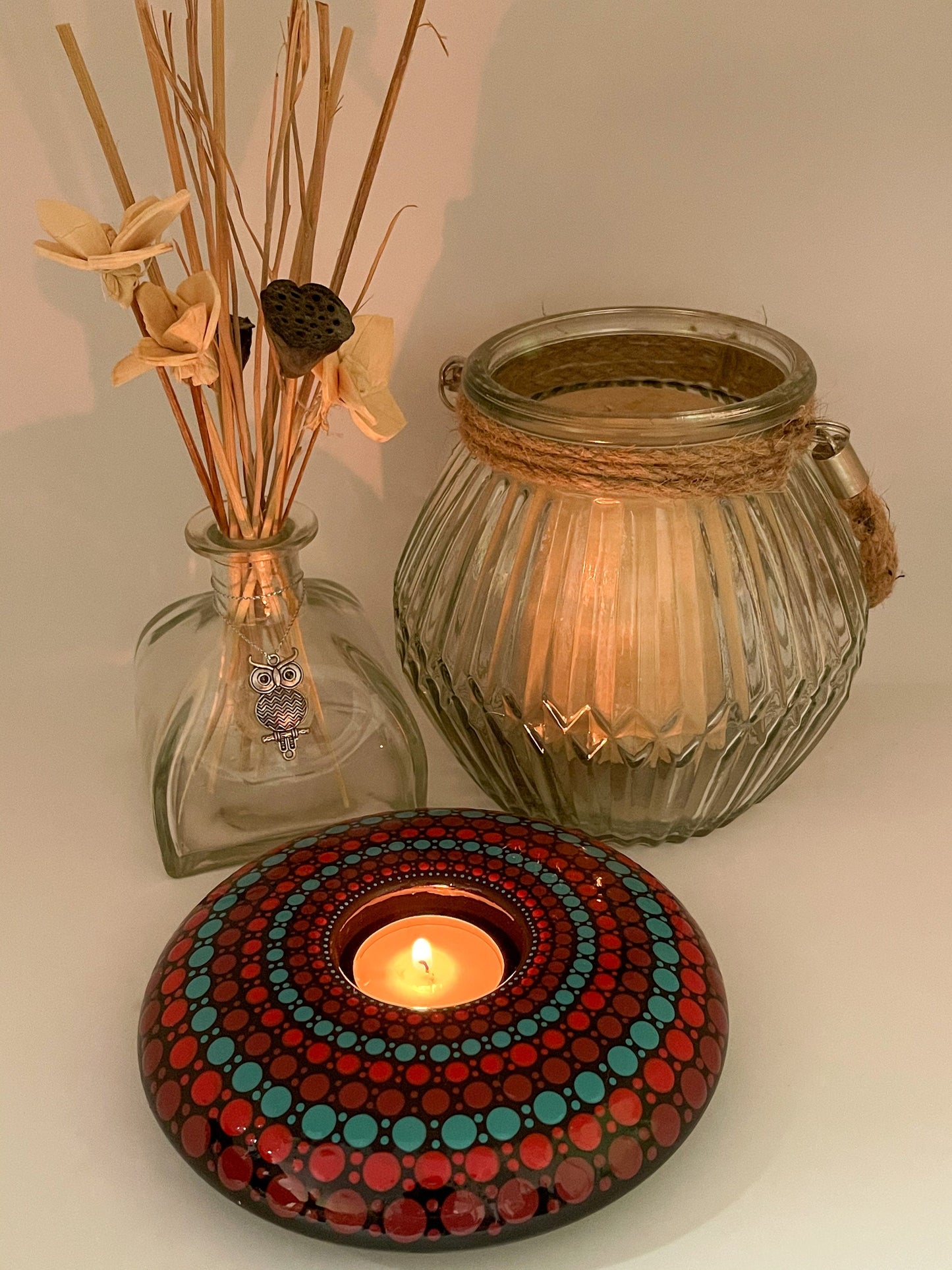 Coral and Teal Large Tealight