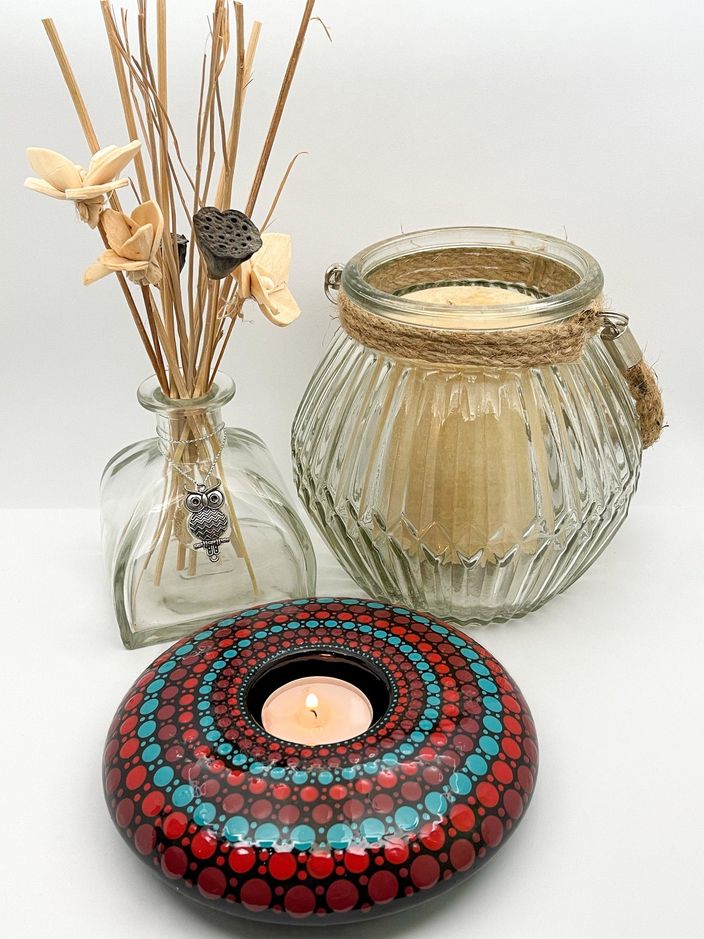 Coral and Teal Large Tealight