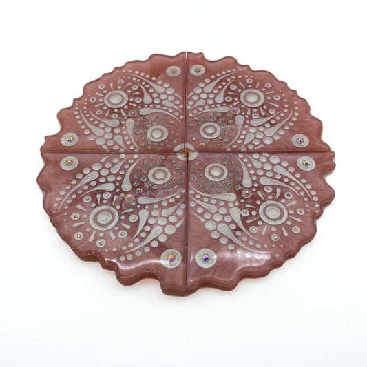 Handmade Pink and Silver Coaster Set