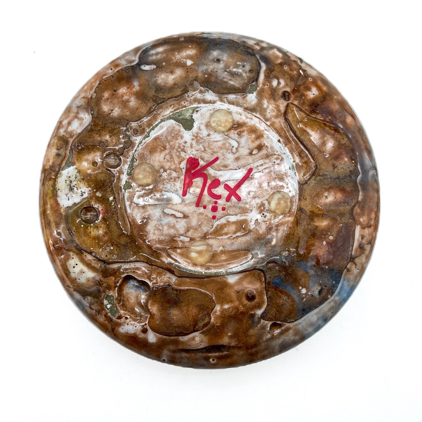 Melty Blue and Fawn Large Tea Light with Glitter Accents